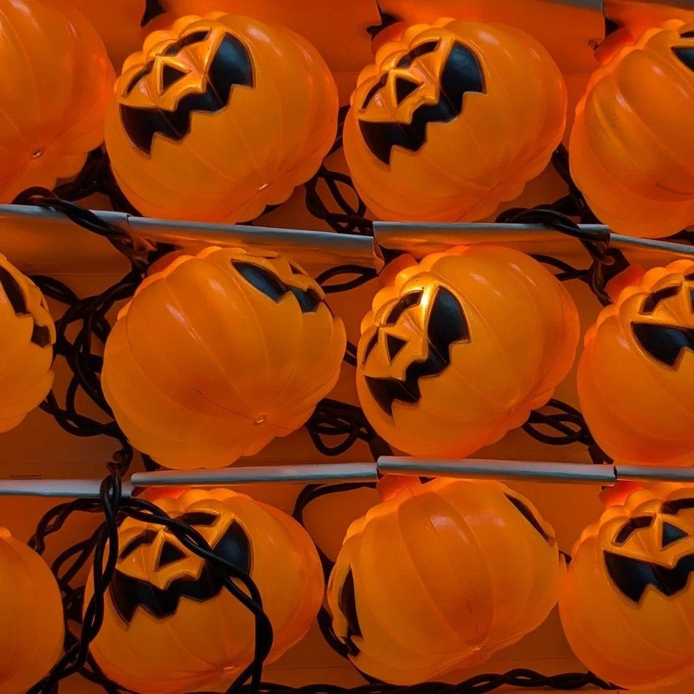 Vintage 1999 Happy Pumpkin Halloween String Lights 20 Count In/Outdoor Tested